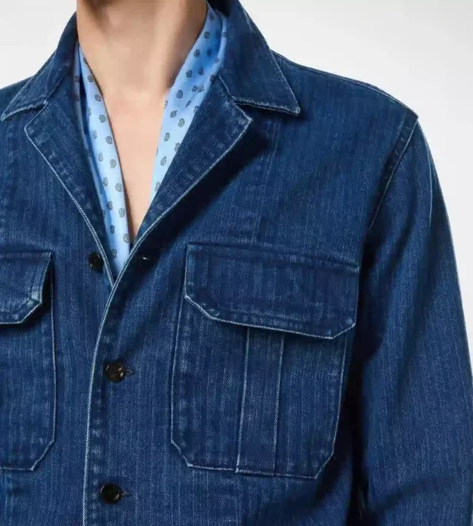 Soprabito in denim a spina di pesce Soprabito in denim a spina di pesce