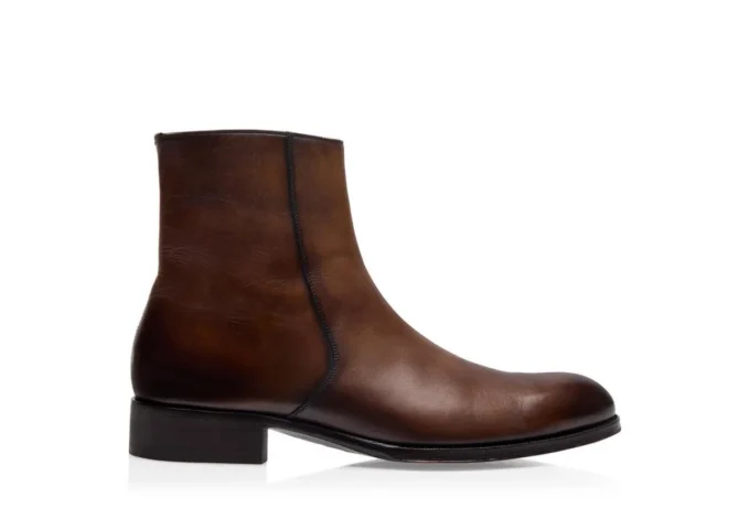 Stivali con zip Edgar in pelle brunita