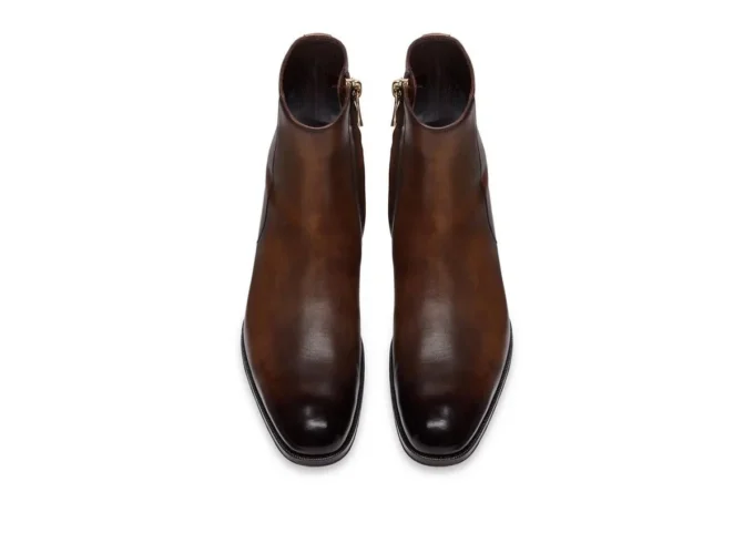 Stivali con zip Edgar in pelle brunita