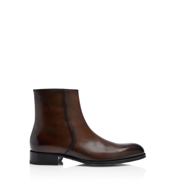Stivali con zip Elkan in pelle brunita
