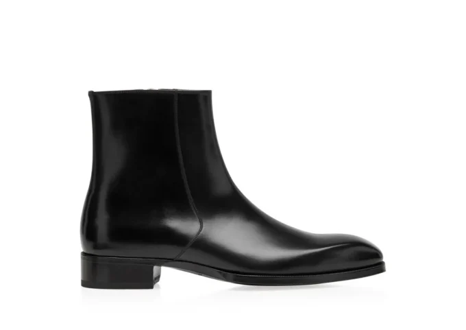 Stivali con zip Elkan in pelle brunita