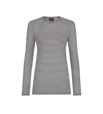 T-shirt a maniche lunghe a righe con logo TF ricamato tono su tono