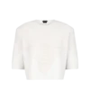 T-shirt girocollo in cashmere merino con dettaglio pitone goffrato in ciniglia di seta T-shirt girocollo in cashmere merino con dettaglio pitone goffrato in ciniglia di seta