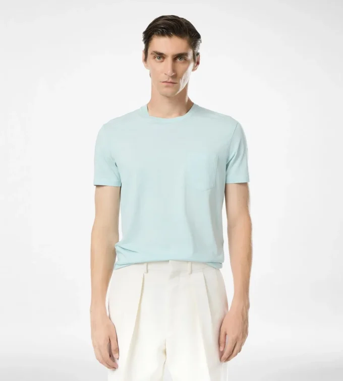 T-shirt girocollo in cotone e seta