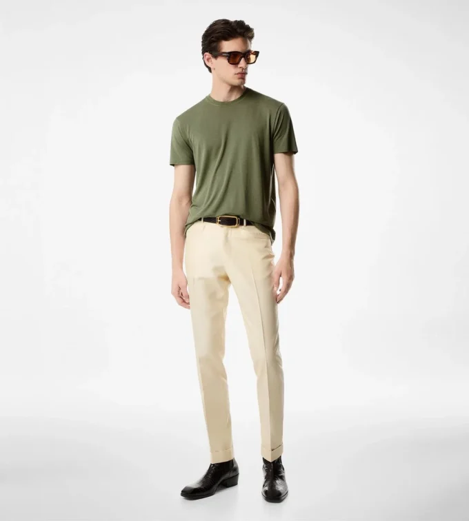 T-shirt girocollo in cotone Lyocell