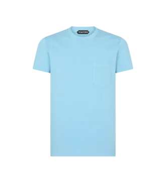 T-shirt girocollo in cotone tinto a freddo