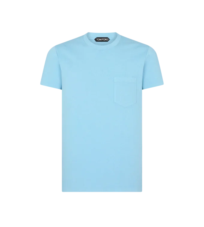 T-shirt girocollo in cotone tinto a freddo