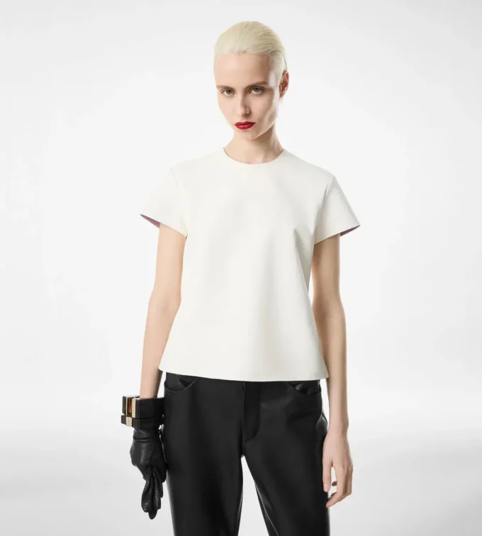 T-shirt in nappa Lux e duchesse lavato T-shirt in nappa Lux e duchesse lavato