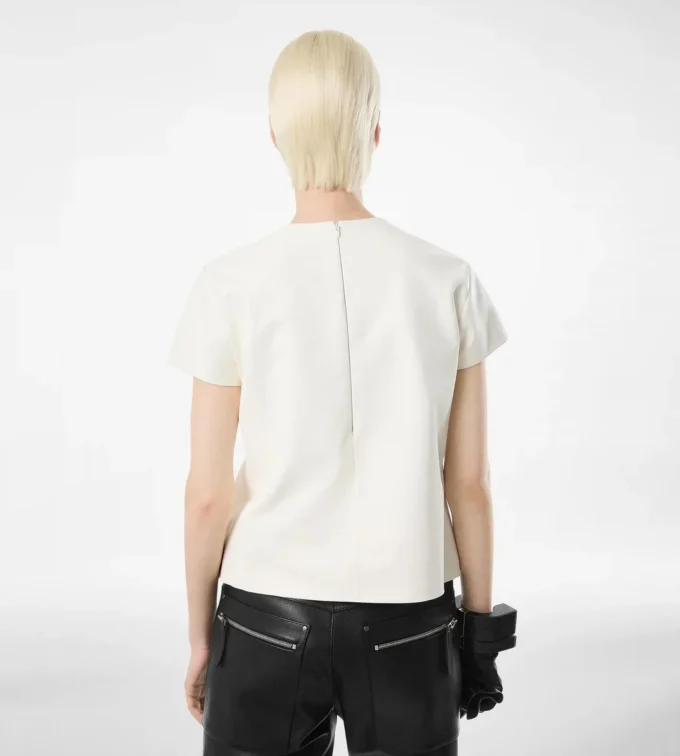 T-shirt in nappa Lux e duchesse lavato T-shirt in nappa Lux e duchesse lavato