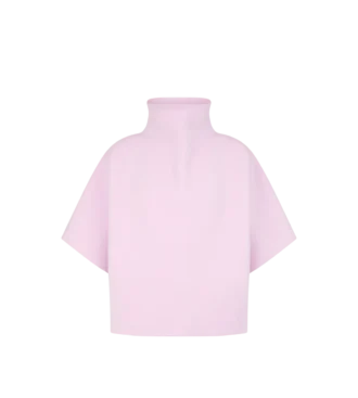 T-shirt scultorea con collo a imbuto in misto cashmere ultrafine