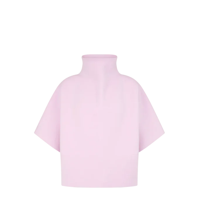T-shirt scultorea con collo a imbuto in misto cashmere ultrafine T-shirt scultorea con collo a imbuto in misto cashmere ultrafine
