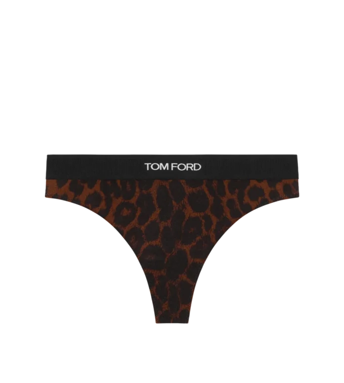 Tanga Signature in modal con stampa leopardata riflettente