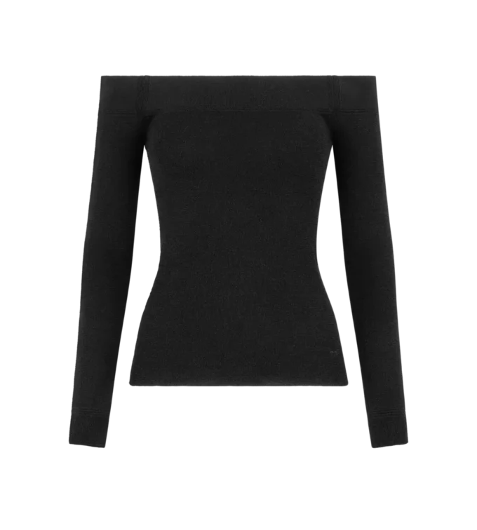 Top in maglia a maniche lunghe con spalle scoperte