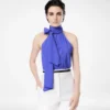 Top lavallière con scollo all’americana in seta con dettaglio plissé
