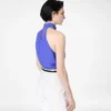 Top lavallière con scollo all’americana in seta con dettaglio plissé
