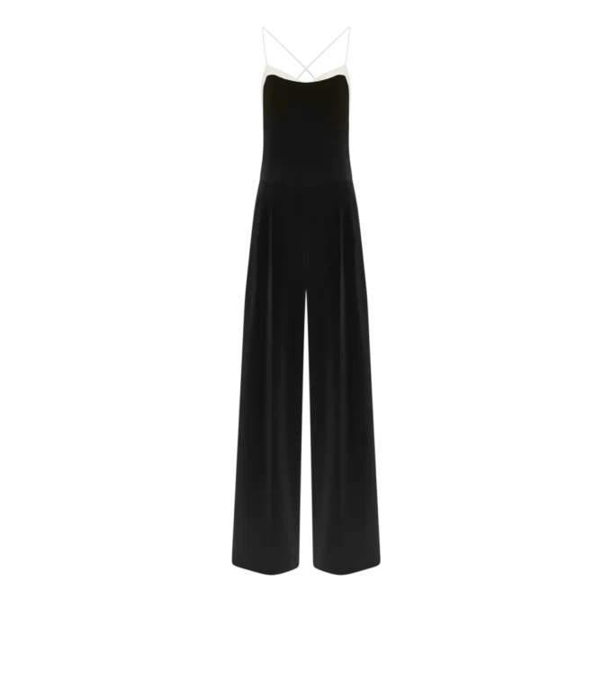 Tuta con canotta in doppio georgette elasticizzato