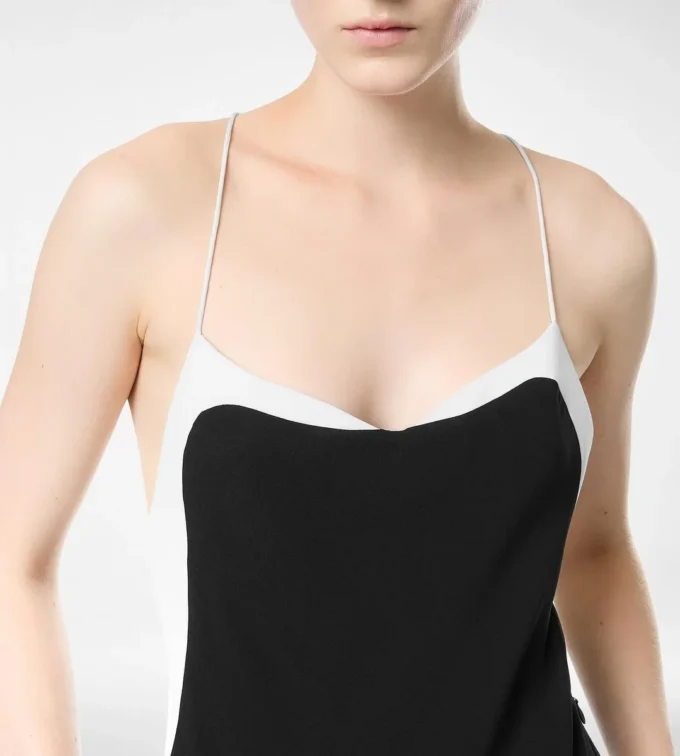 Tuta con canotta in doppio georgette elasticizzato
