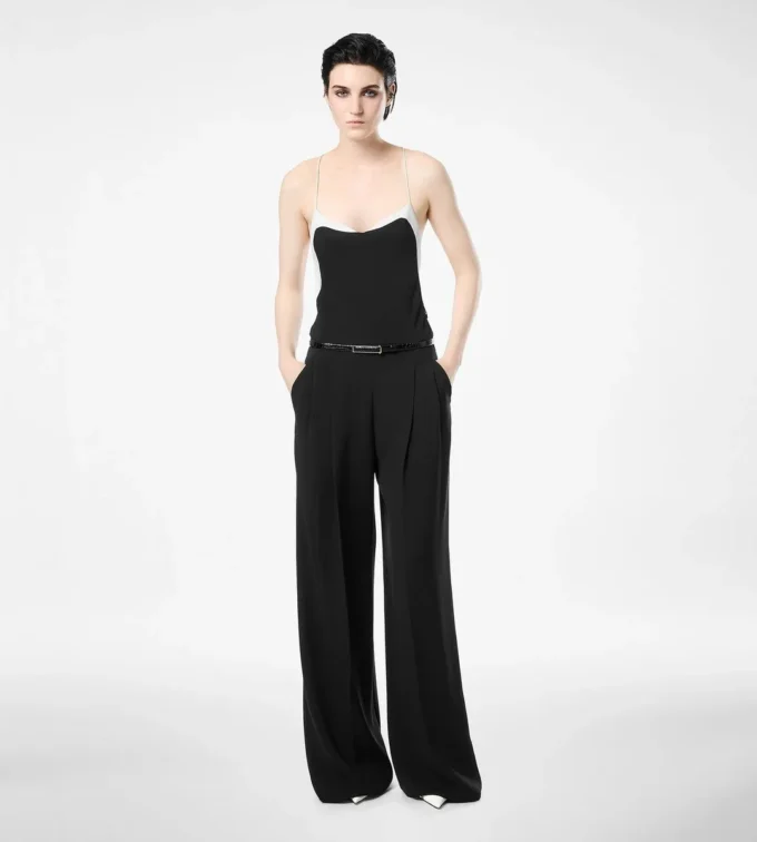Tuta con canotta in doppio georgette elasticizzato