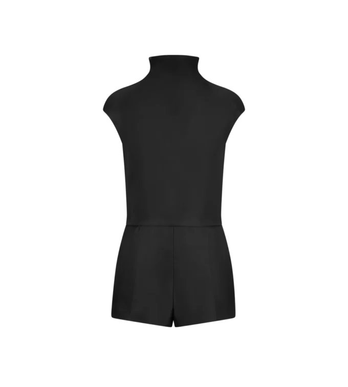 Tuta corta in doppia seta duchesse con cut-out