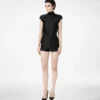 Tuta corta in doppia seta duchesse con cut-out