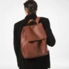Zaino con patta in pelle fiore T-Line